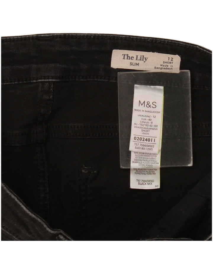 Marks & Spencer Feminino The Lily Slim Jeans Reino Unido 12 Médio W30 L26 Preto