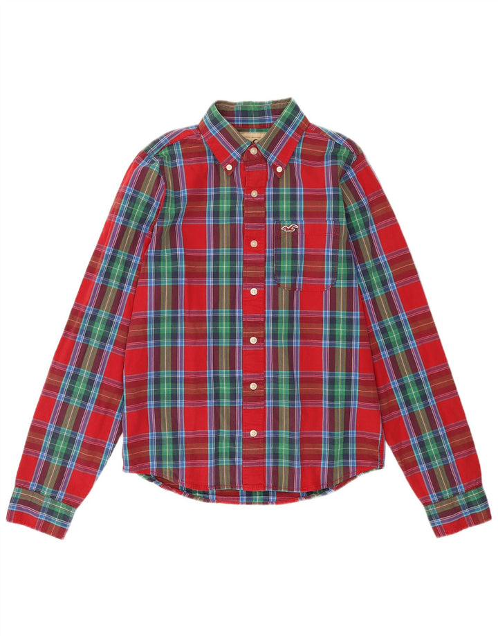 Camisa masculina Hollister xadrez vermelho médio