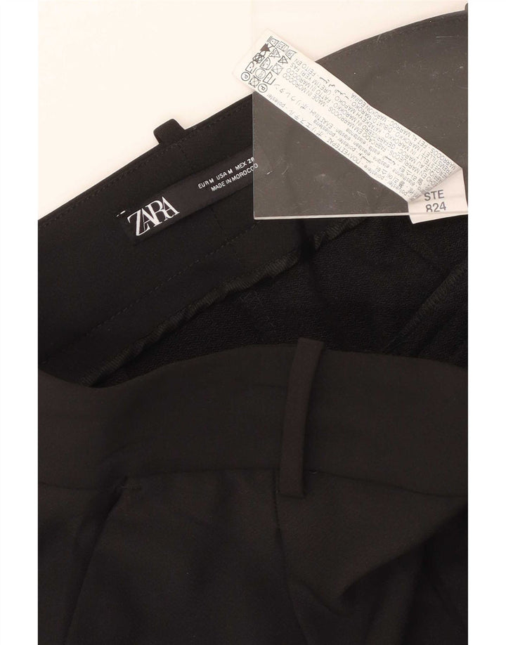 Zara Womens Pegged Chino Shorts Médio W28 Poliéster Preto
