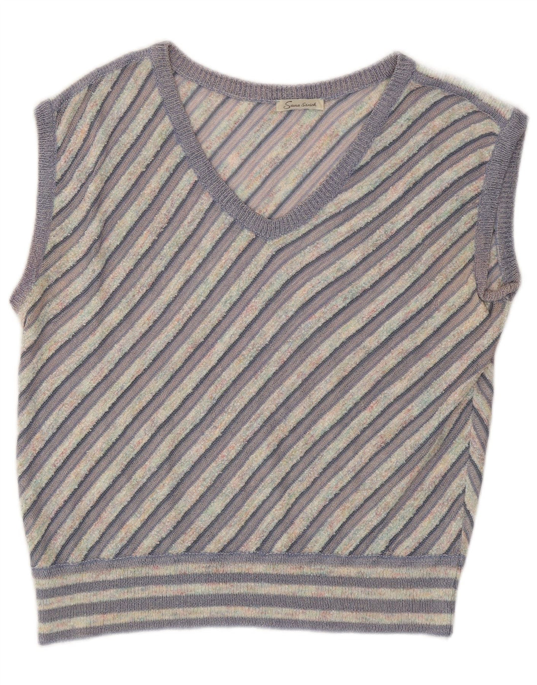 Colete feminino vintage regata Reino Unido 12 listrado roxo médio