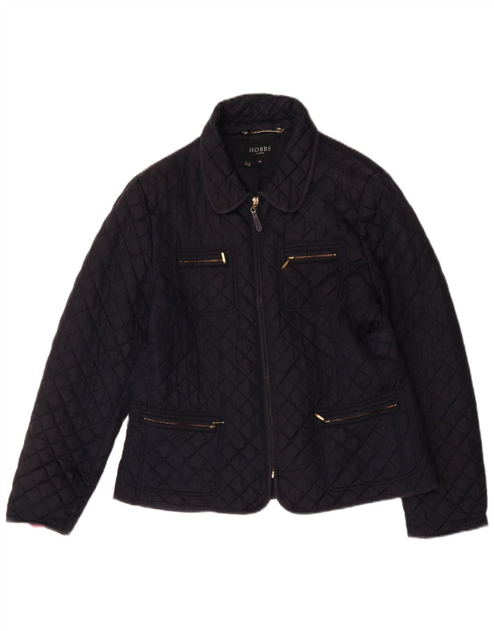 Jaqueta acolchoada feminina Hobbs UK 14 grande nylon preto