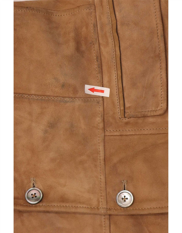 Jaqueta blazer masculina de camurça com 2 botões Massimo Dutti Reino Unido 38 couro bege médio
