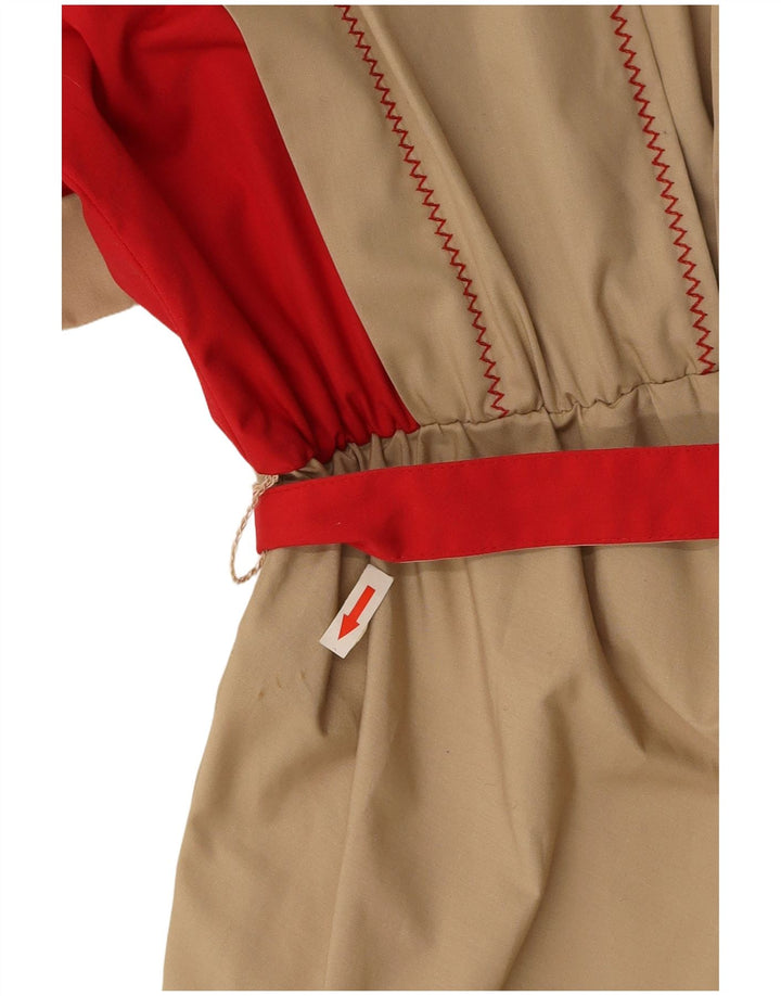 Vestido maxi feminino VINTAGE Reino Unido 16 grande bloco colorido bege