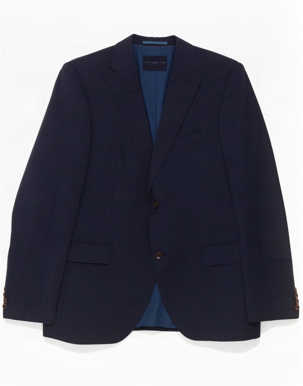 Jaqueta Blazer Masculina Tommy Hilfiger com 2 Botões Reino Unido 40 Grande Risca Azul Marinho