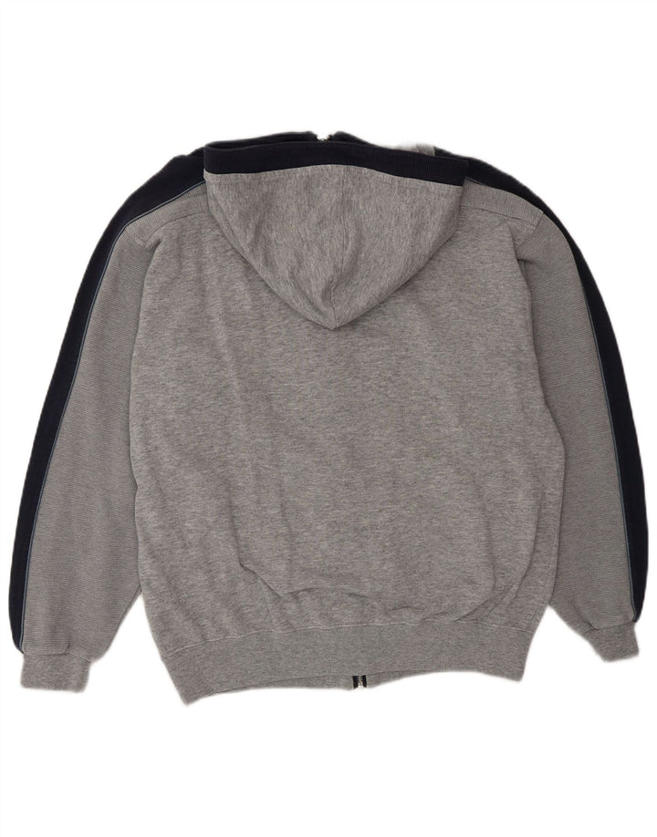 Suéter masculino Champion com capuz e zíper cinza médio algodão colorblock