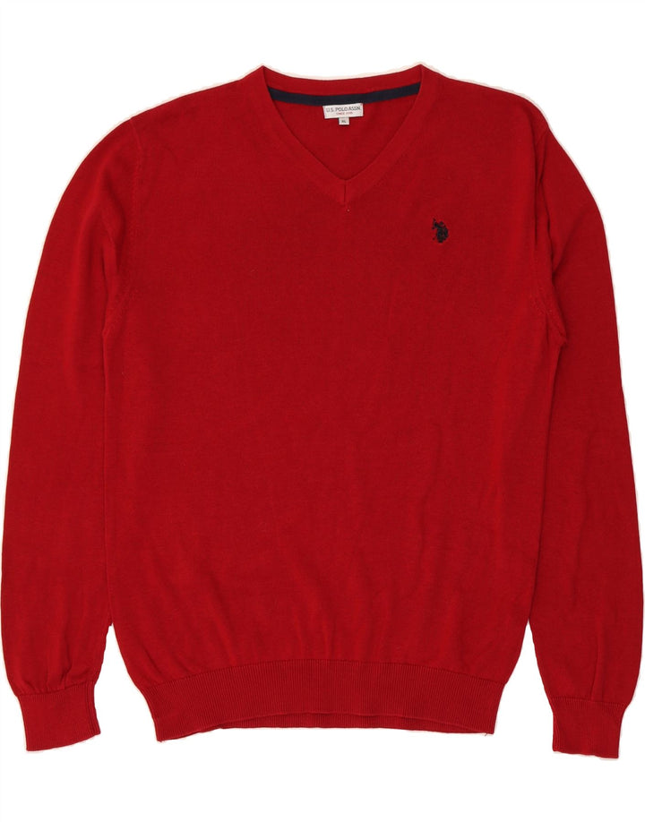 U.S. POLO ASSN. Mens V-Neck Jumper Sweater XL Red Cotton Vintage U.S. Polo Assn. and Second-Hand U.S. Polo Assn. from Messina Hembry 