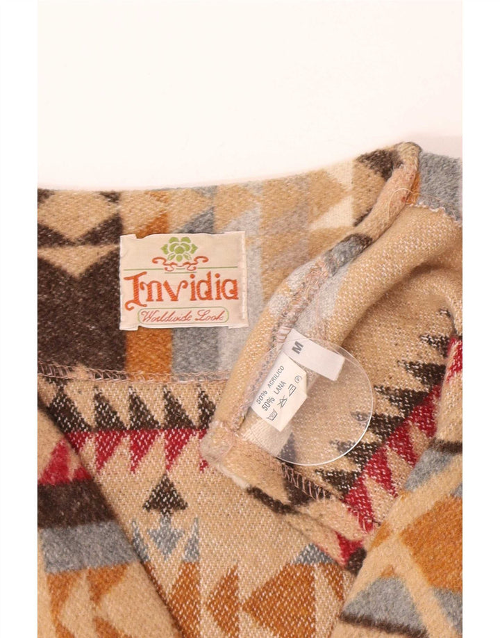 Colete masculino vintage acrílico listrado bege médio