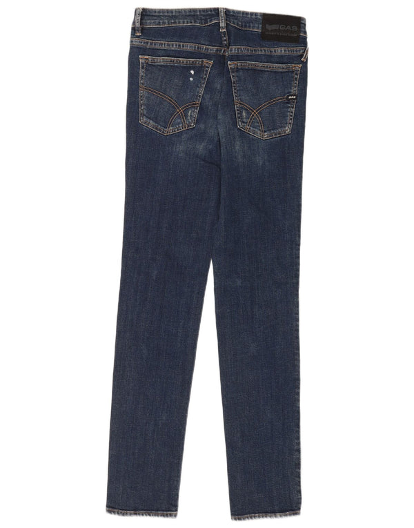 Gas Mens Distressed Slim Jeans W29 L34 Azul Marinho Algodão
