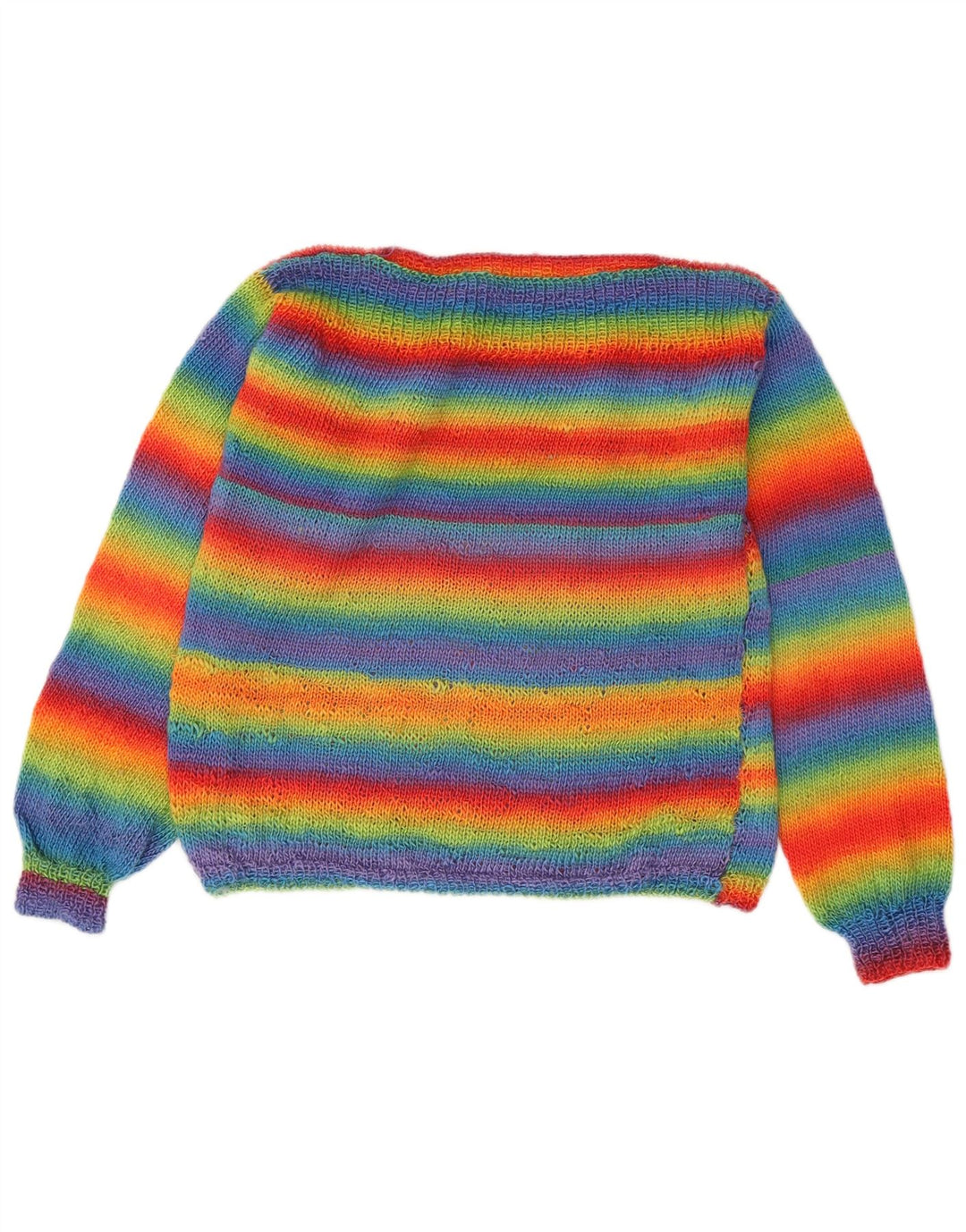Suéter feminino vintage com gola canoa UK 14 listrado médio multicolorido