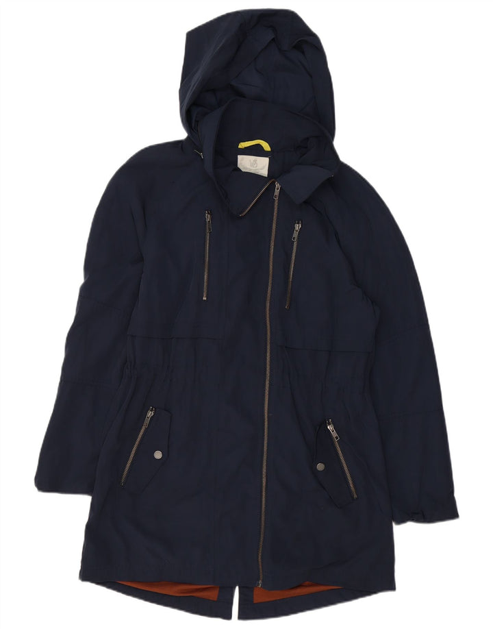 Jaqueta parka feminina com capuz WHITE STUFF Reino Unido 12 poliéster azul marinho médio