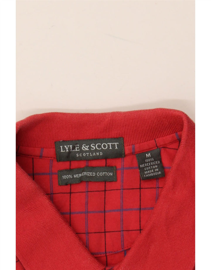 Camisa polo masculina LYLE & SCOTT de algodão xadrez vermelho médio