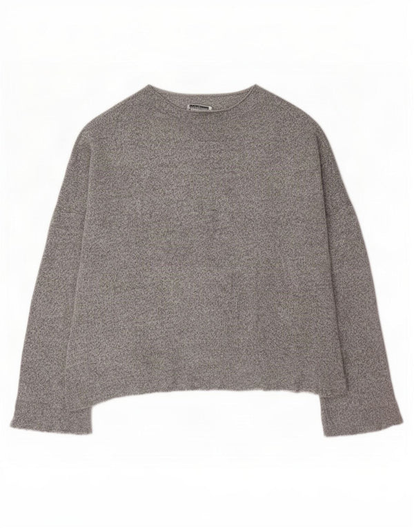 Zara Top feminino oversized manga comprida UK 14 cinza médio manchado