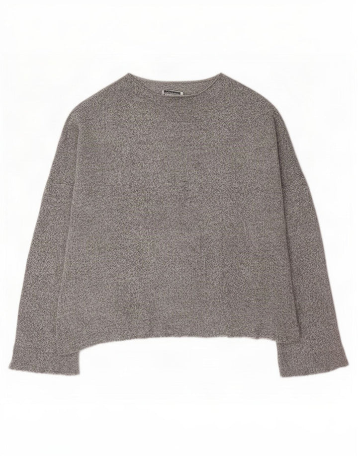 Zara Top feminino oversized manga comprida UK 14 cinza médio manchado