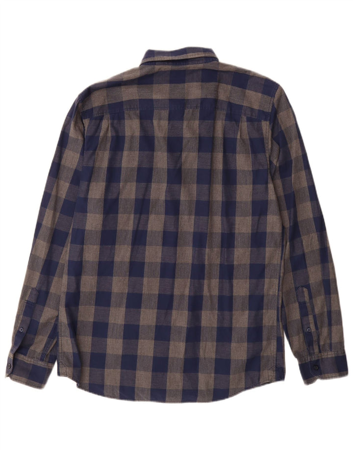 Camisa masculina de flanela de ajuste clássico Jack Wills médio azul marinho algodão guingão