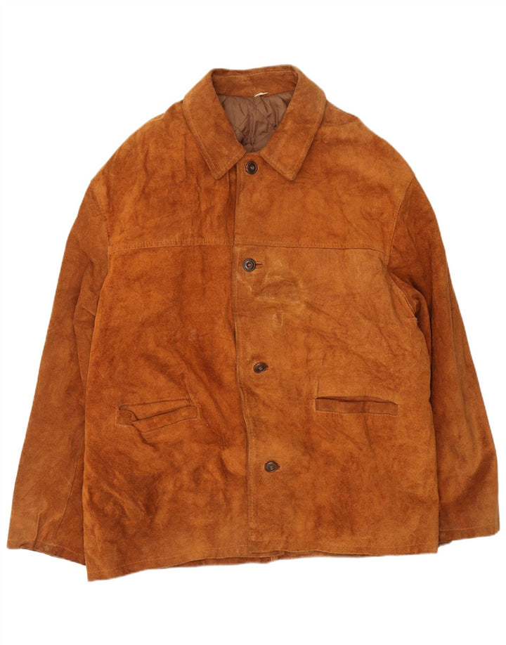 Jaqueta de camurça feminina vintage UK 44 2XL marrom