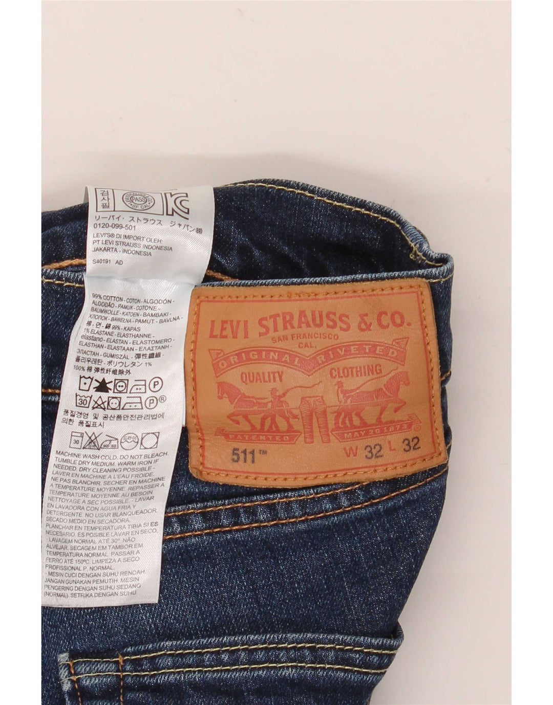 Levi's Masculino 511 Slim Jeans W32 L32 Azul Algodão