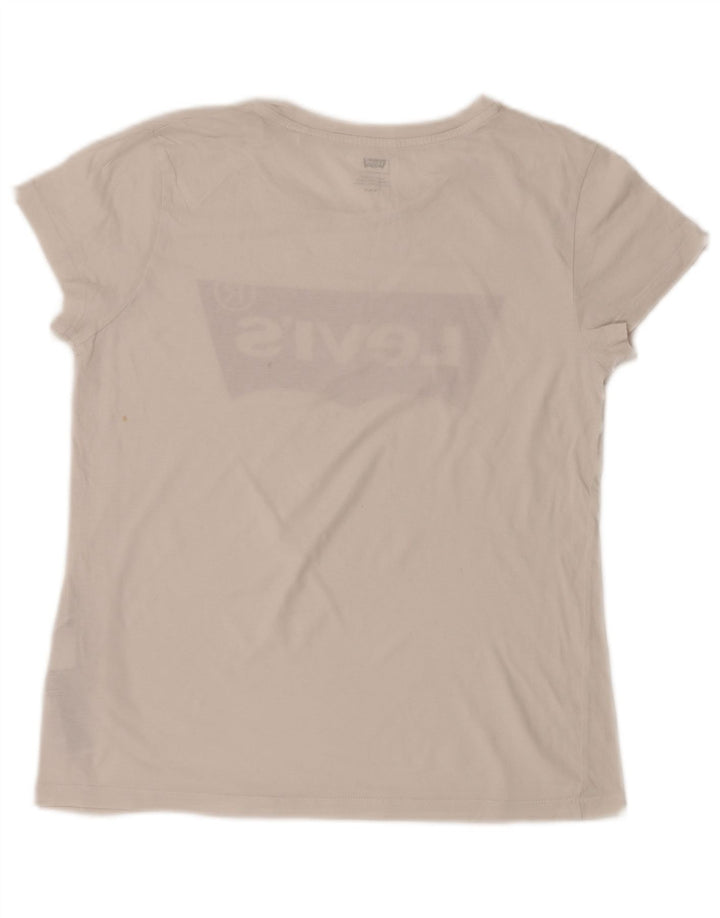 Camiseta feminina gráfica LEVI'S UK 12 algodão branco médio