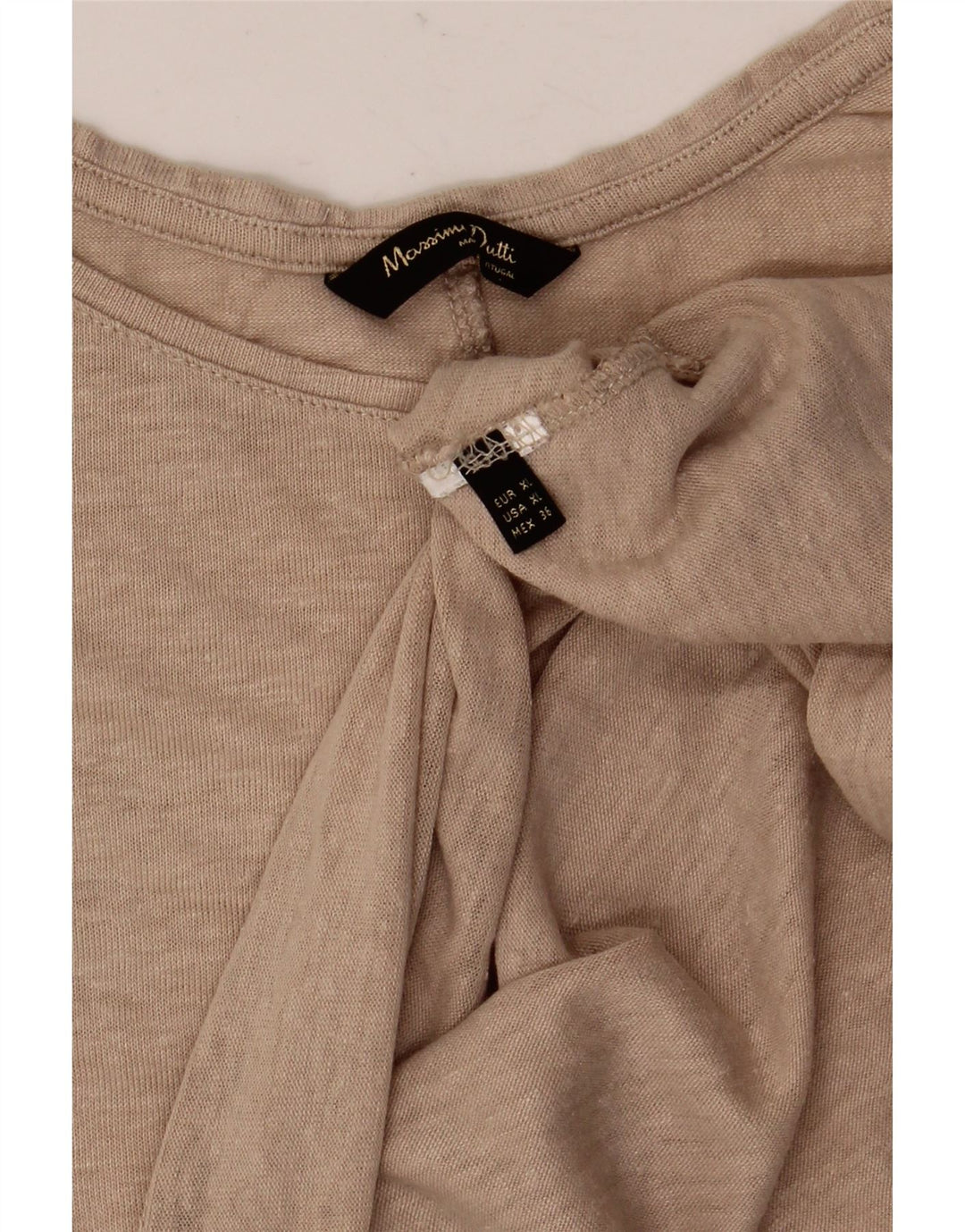 Top feminino Massimo Dutti manga comprida UK 18 XL bege manchado