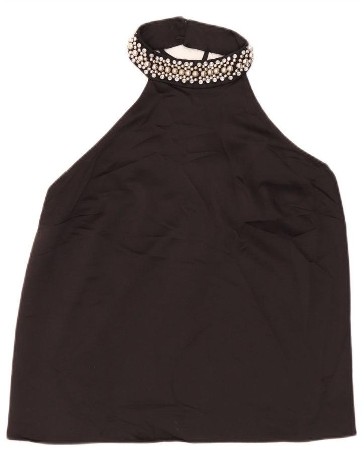 Top Lipsy Feminino Crop Halter UK 12 Médio Poliéster Preto