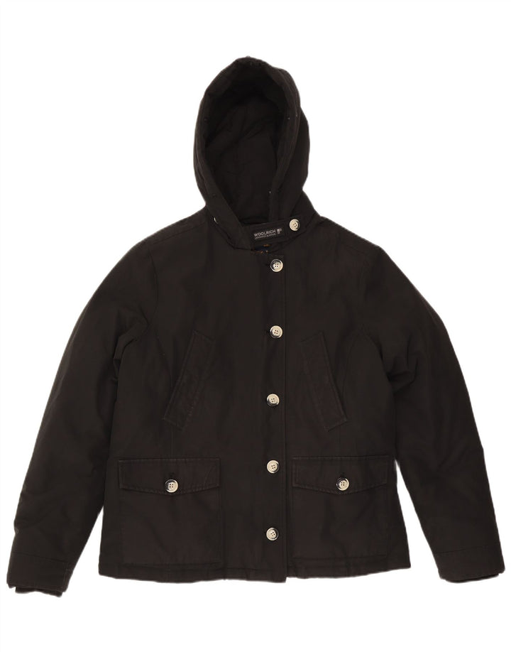 Jaqueta feminina acolchoada com capuz e capuz Woolrich UK 18 XL algodão preto