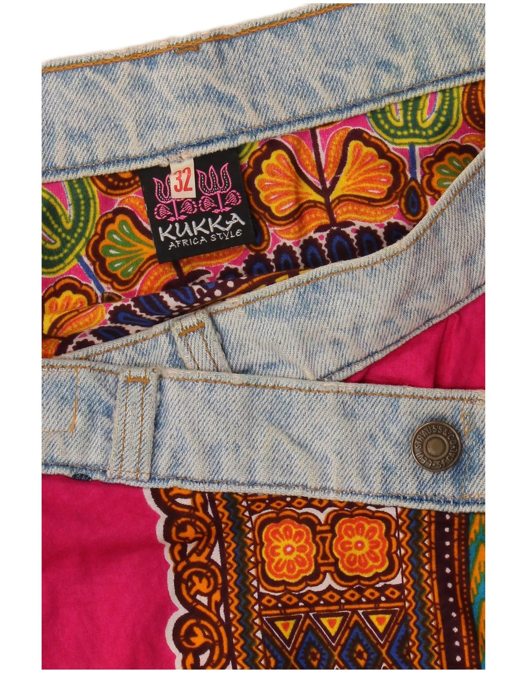 Saia assimétrica feminina Levi's W32 grande algodão geométrico rosa