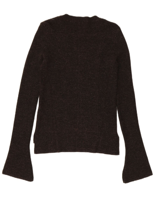 Zara Womens Boat Neck Jumper Sweater UK 14 Large Brown Flecked Acrylic