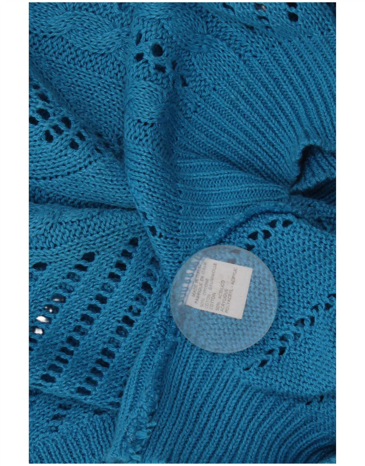 Colete feminino vintage regata UK 14 algodão azul médio