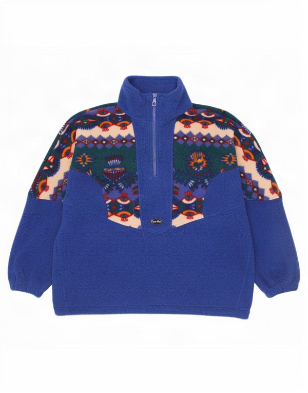 Cape Horn Mens Zip Neck Fleece Jumper Poliéster Geométrico Azul Médio
