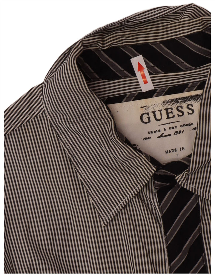 Camisa masculina Guess Classic Fit grande algodão listrado cinza