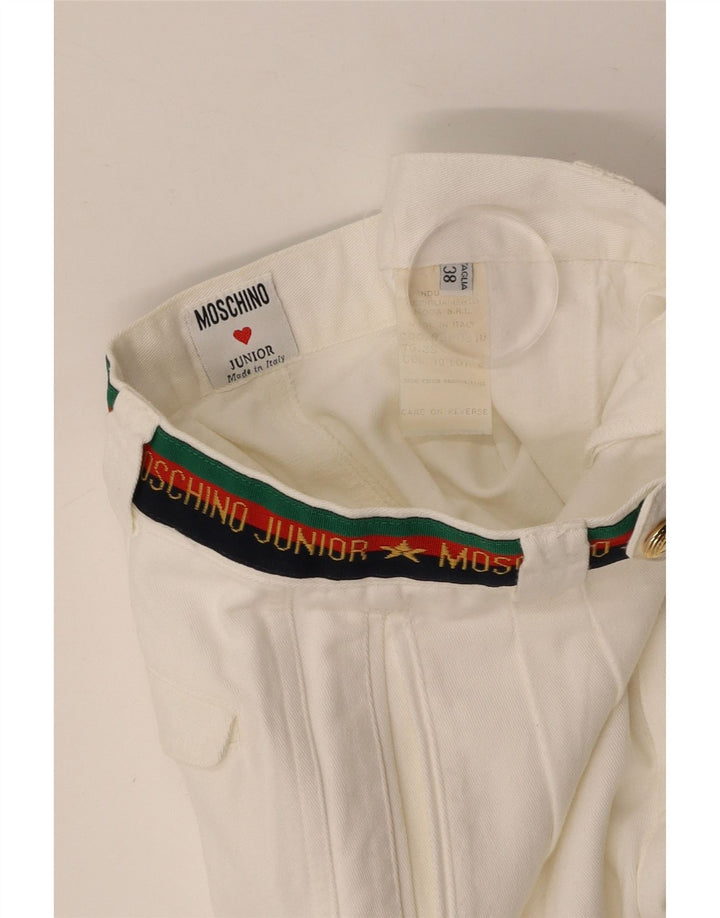 Calças de terno gráfico MOSCHINO para meninos 9-10 anos W24 L25 algodão branco