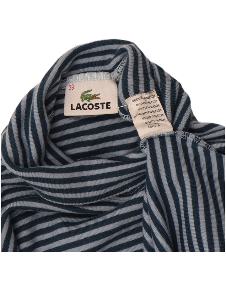 LACOSTE Top feminino de manga comprida tamanho 38 algodão listrado azul médio