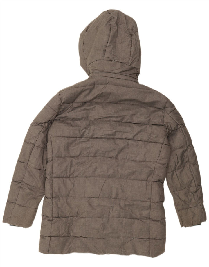 Casaco acolchoado com capuz masculino Zara UK 40 poliéster cinza grande