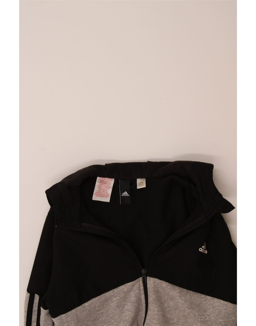 ADIDAS Womens Graphic Zip Hoodie Sweater UK 12 Medium Grey Colourblock Vintage Adidas and Second-Hand Adidas from Messina Hembry 