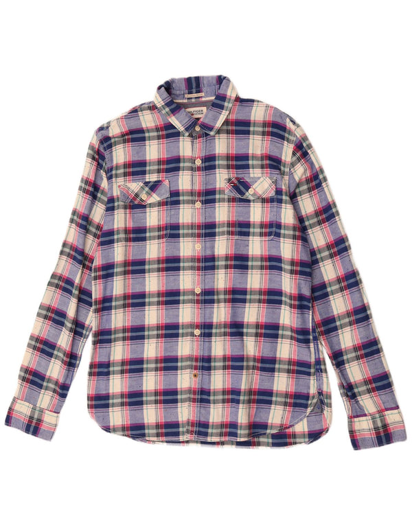 Camisa masculina Tommy Hilfiger grande algodão xadrez azul