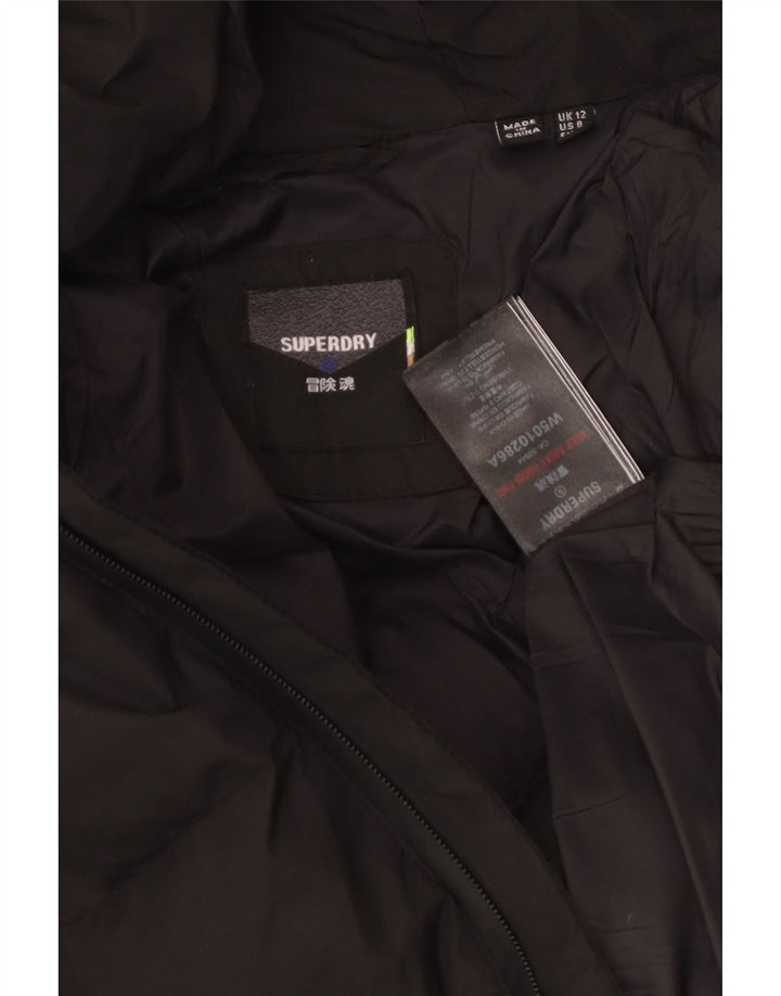 Jaqueta feminina SUPERDRY acolchoada com capuz UK 12 poliéster preto médio