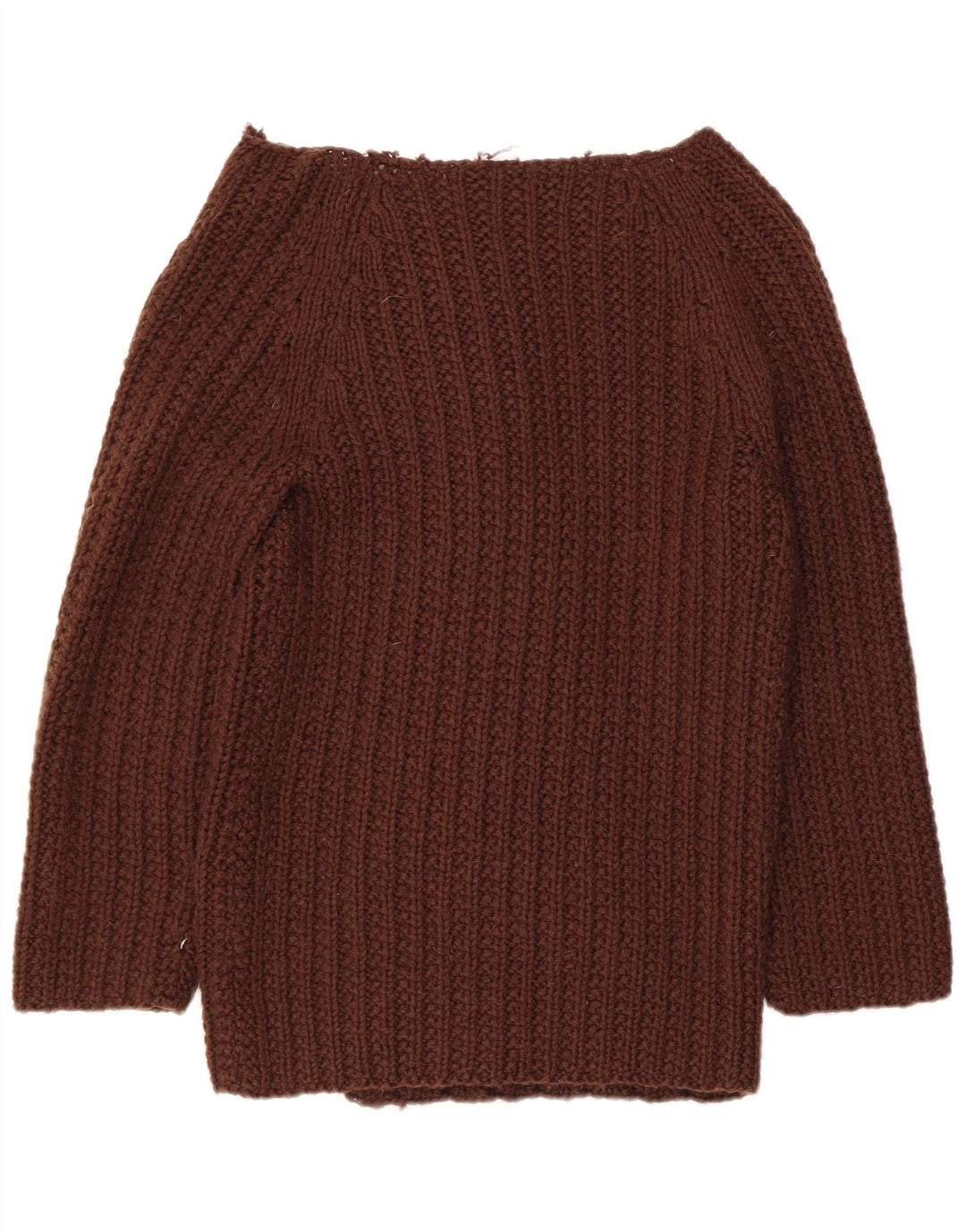 Suéter cardigã feminino VINTAGE com palangre aberto Reino Unido 10 pequeno marrom