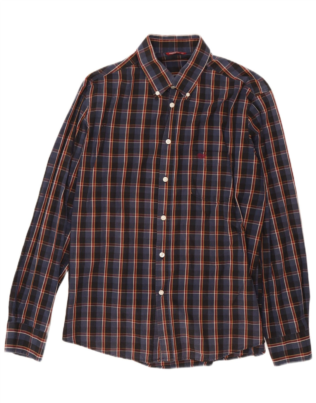 Camisa masculina Carrera grande algodão xadrez azul marinho