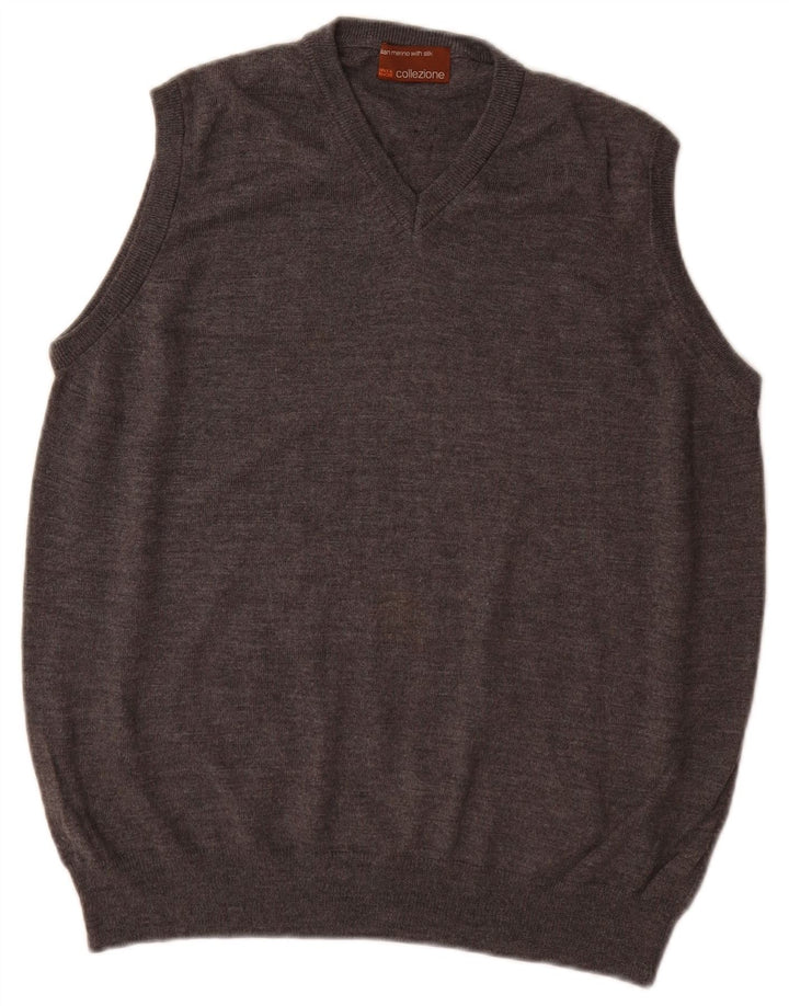 Regata masculina Marks & Spencer com colete em lã Merino cinza médio
