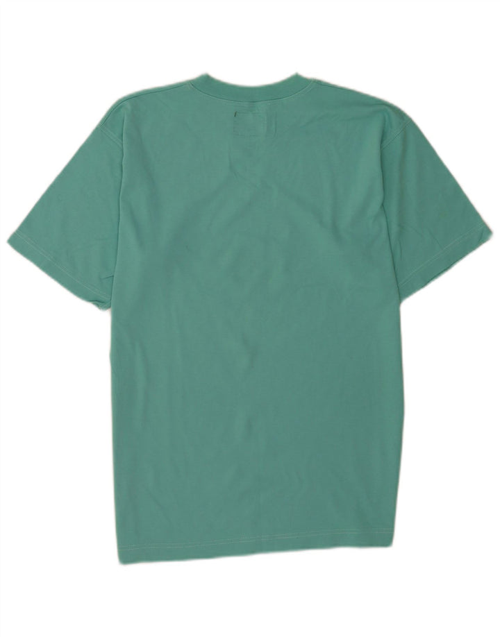 Camiseta masculina Vagabond com estampa gráfica pequena de algodão turquesa