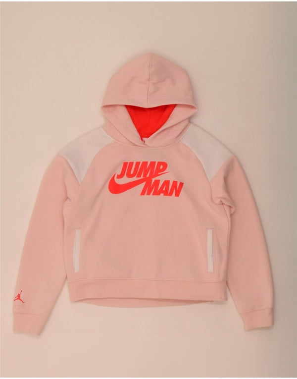 Jordan Girls Graphic Hoodie Jumper 13-14 Anos XL Rosa Colorblock Algodão