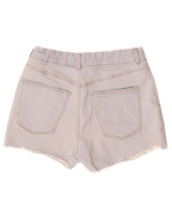 ZARA Shorts jeans de cintura alta para meninas 13-14 anos W26 Azul