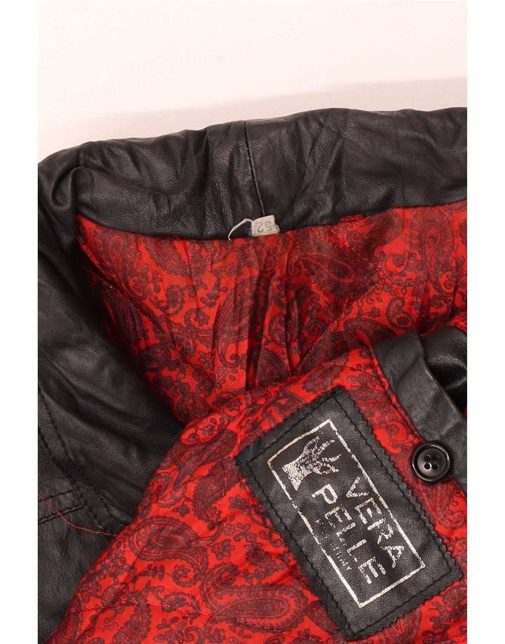 Jaqueta de couro masculina vintage IT 52 XL preta