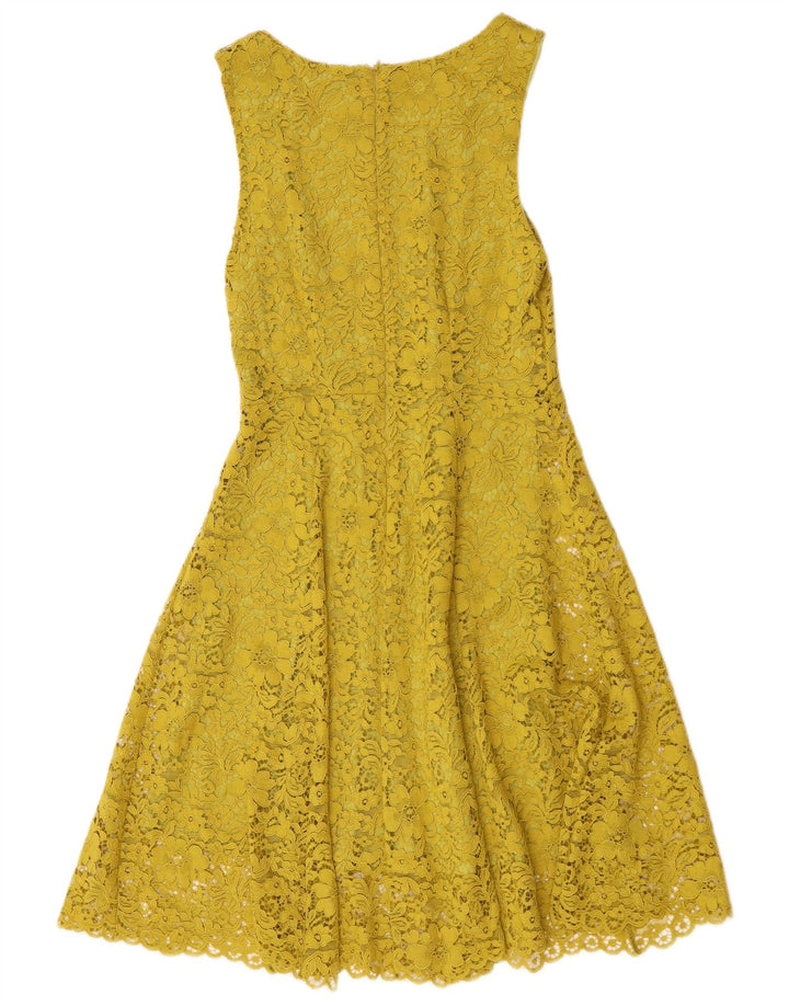 Sandro Ferrone vestido feminino sem mangas evasê IT 42 médio amarelo floral