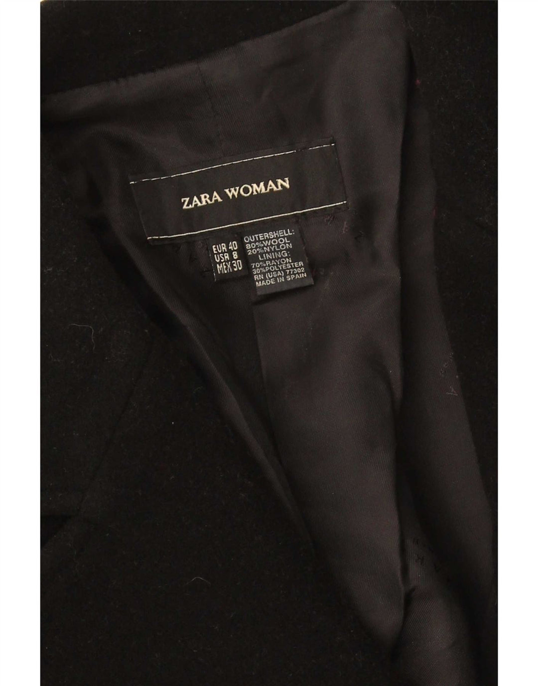 Sobretudo feminino Zara EU 40 lã preta média