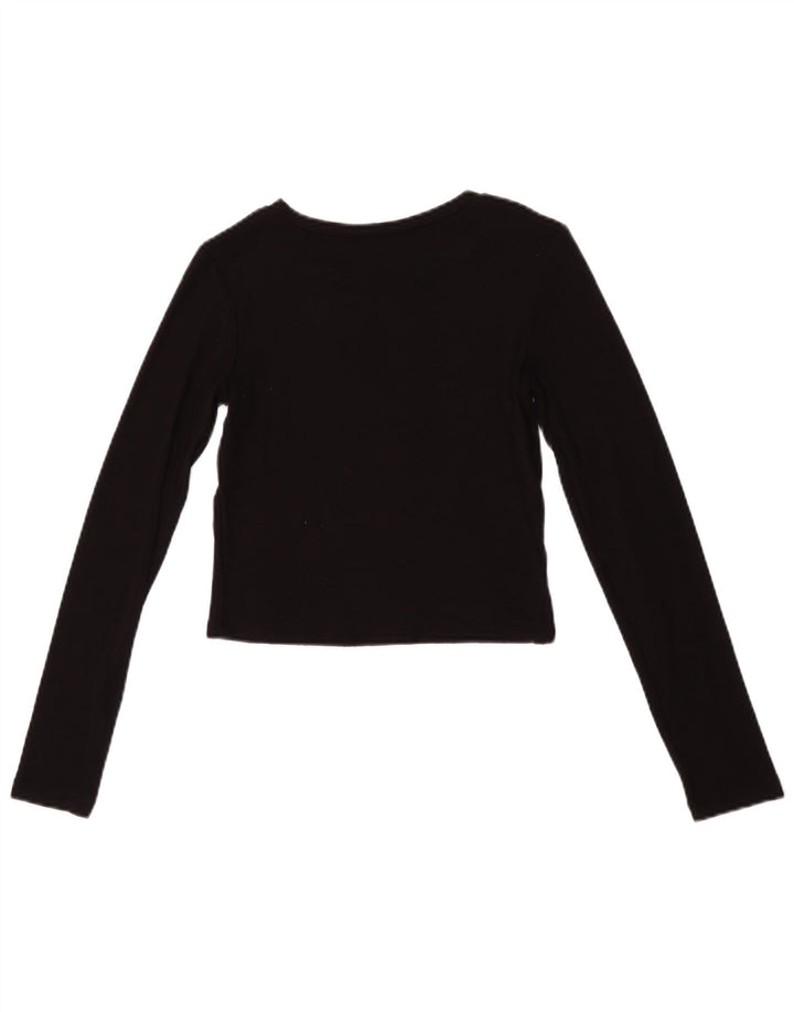 Zara Womens Crop Top Manga Longa Reino Unido 8 Pequeno Preto