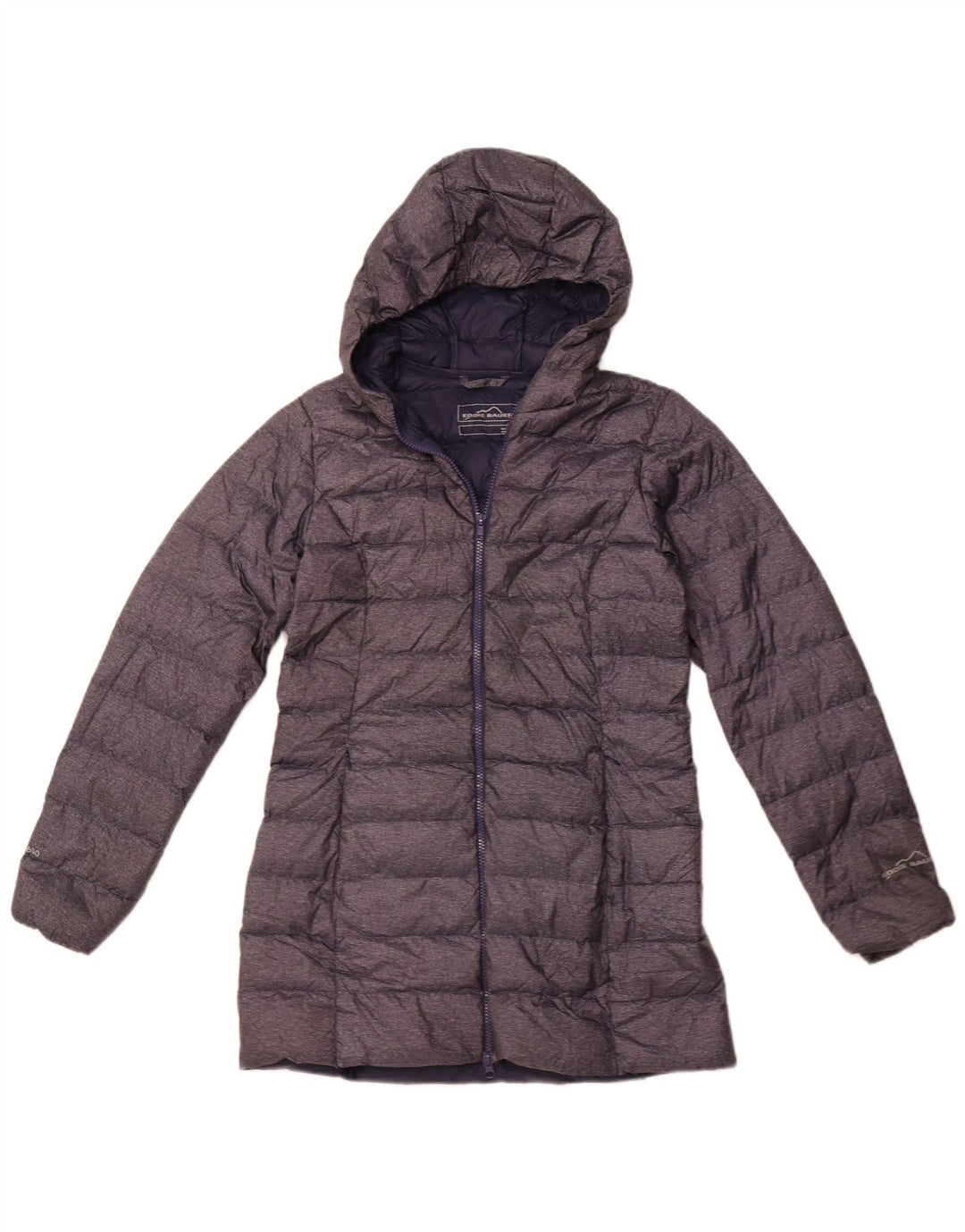 Casaco feminino acolchoado com capuz EDDIE BAUER UK 10 pequeno poliéster azul marinho