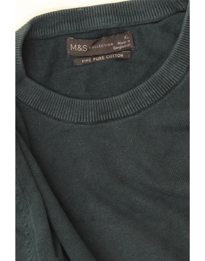 MARKS & SPENCER Suéter masculino com gola redonda XL algodão verde