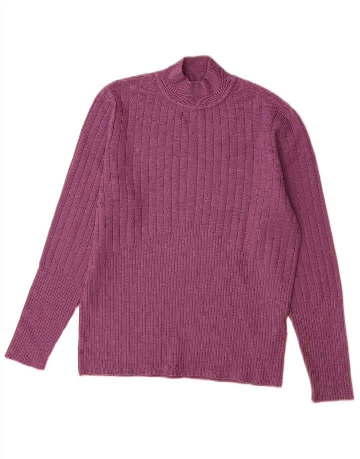 Suéter feminino Marks & Spencer com gola tartaruga Reino Unido 14 grande roxo
