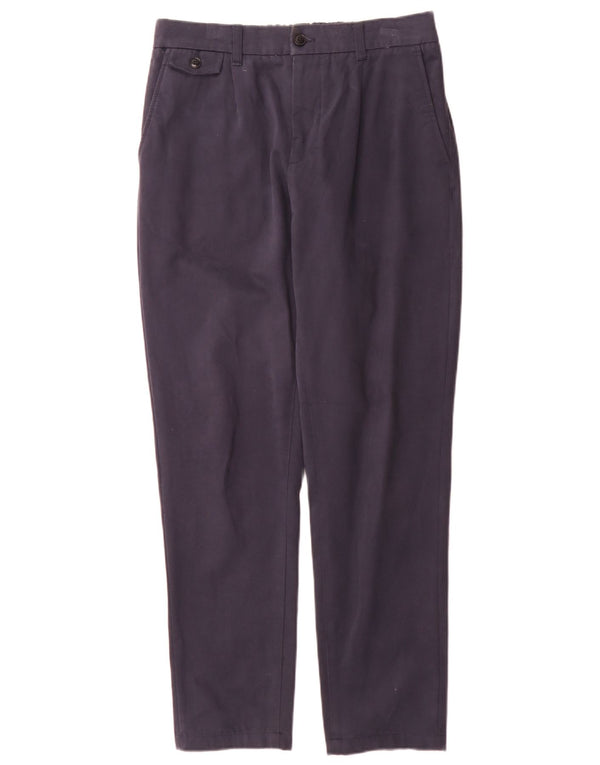 Calça chino masculina Ted Baker de cintura alta cônica W32 L30 algodão azul marinho