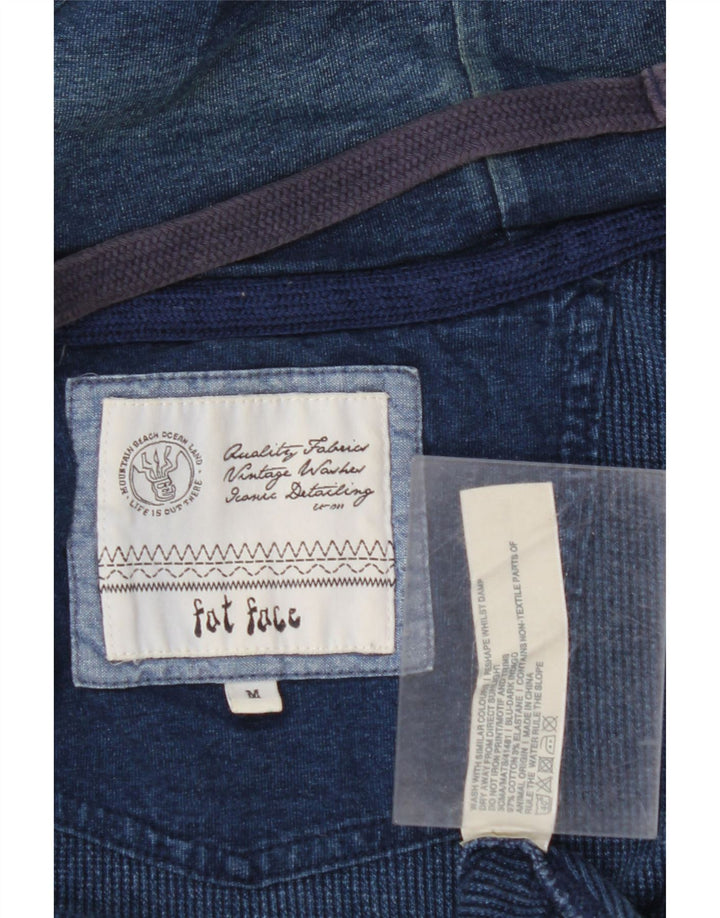 Suéter masculino com capuz e zíper FAT FACE algodão azul marinho médio